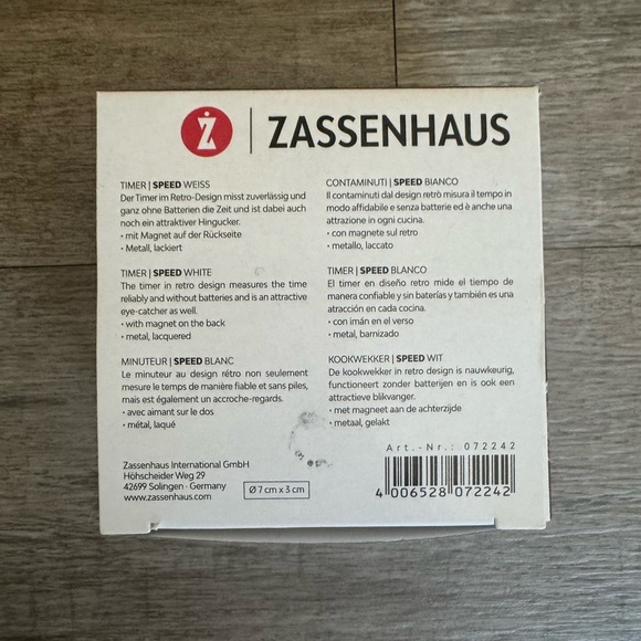 NWT Zassenhaus White Kitchen Timer Speed - Picture 2 of 7